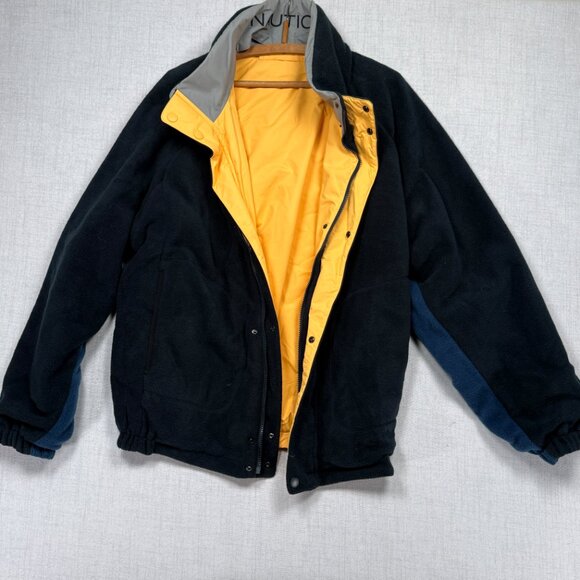 Vintage Nautica Reversible Jacket Yellow Navy Fleece Shell Zip Front Size XXL - Picture 5 of 14